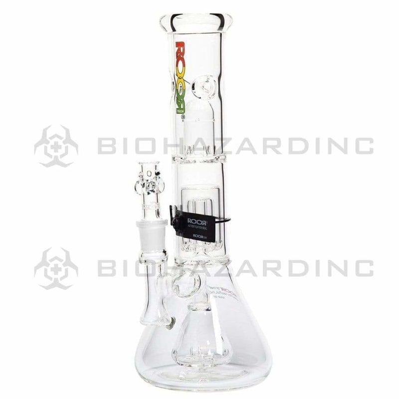 Roor Glass Bong 14" ROOR Tech 50mm Fixed w/ Barrel Beaker Waterpipe - Rasta Logo