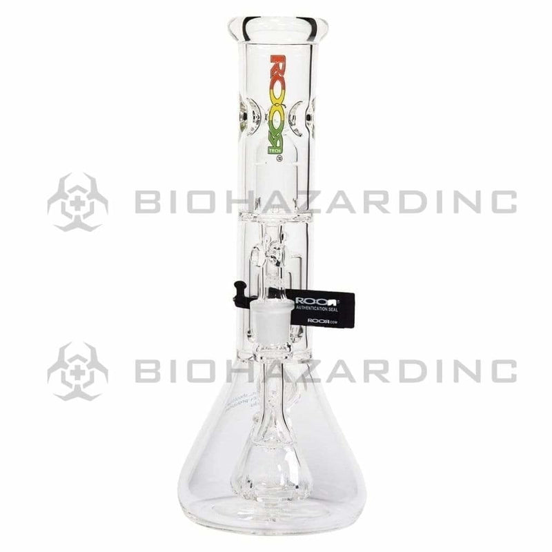 Roor Glass Bong 14" ROOR Tech 50mm Fixed w/ Barrel Beaker Waterpipe - Rasta Logo