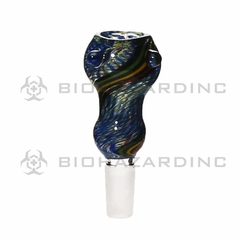 Biohazard Inc 14mm Bowl 14mm Hourglass Rasta Swirl Stripe White Lattacino Bowl