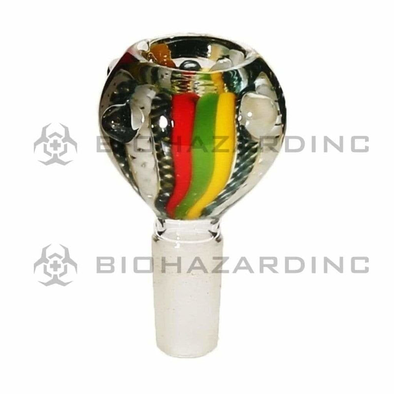 Biohazard Inc 14mm Bowl 14mm Rasta Stripe White Lattacino Bowl