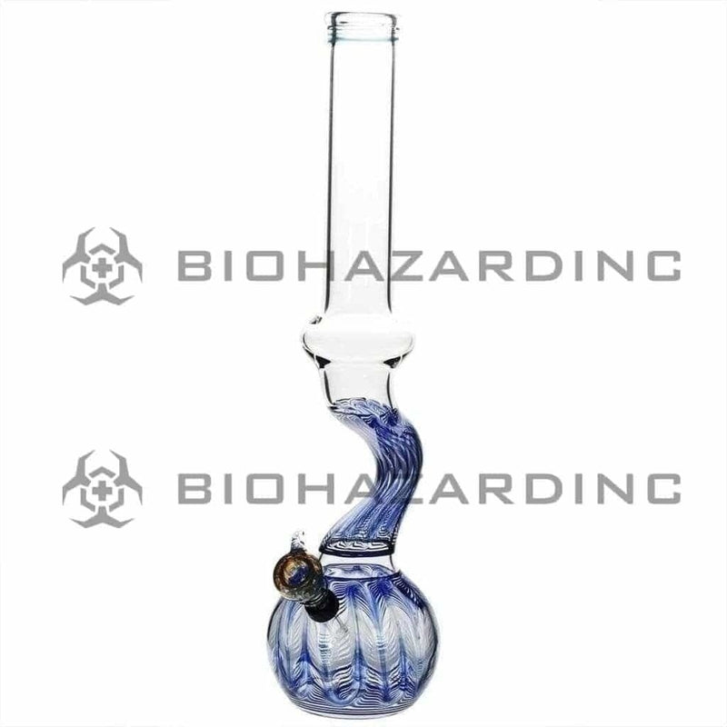 Biohazard Inc Glass Bong 16" Bend Water Pipe w/ Slide - Blue Rake