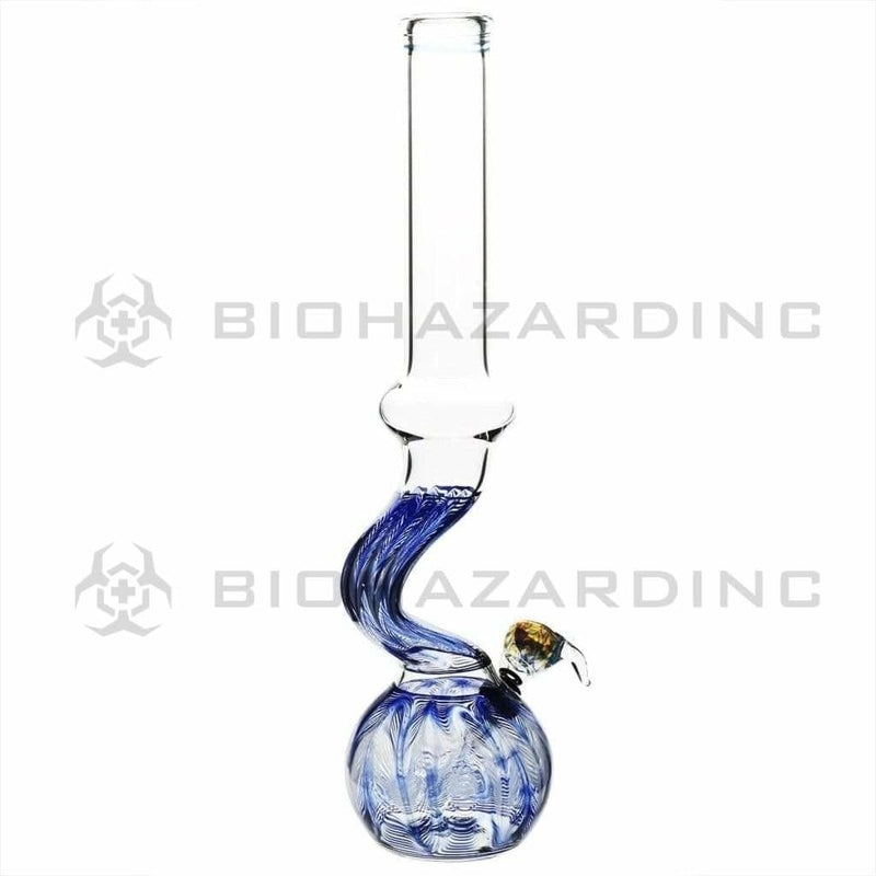 Biohazard Inc Glass Bong 16" Bend Water Pipe w/ Slide - Blue Rake