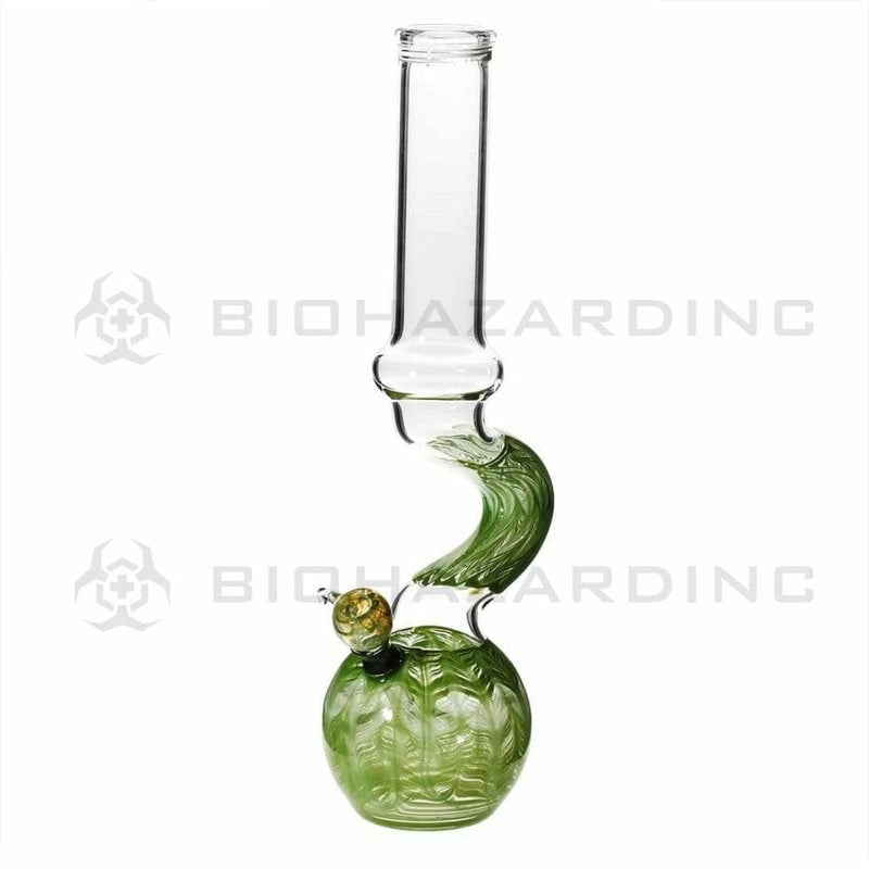 Biohazard Inc Glass Bong 16" Bend Water Pipe w/ Slide - Green Rake