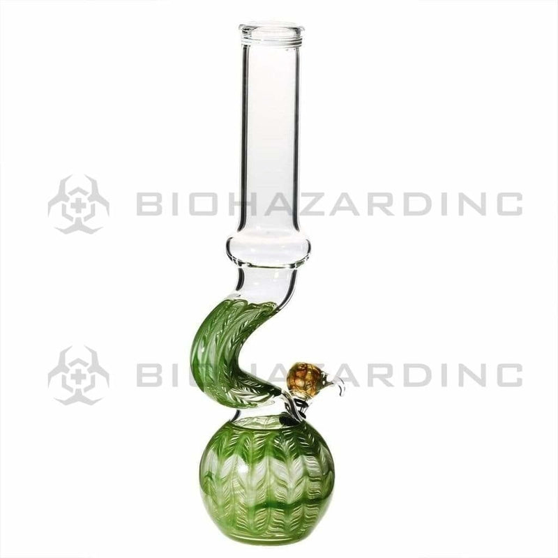 Biohazard Inc Glass Bong 16" Bend Water Pipe w/ Slide - Green Rake