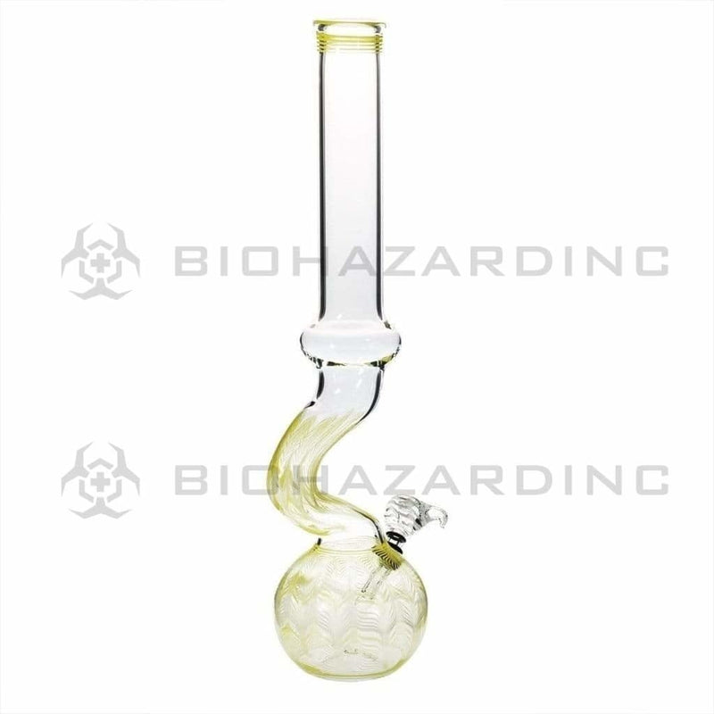 Biohazard Inc Glass Bong 16" Bend Water Pipe w/ Slide - Yellow Rake