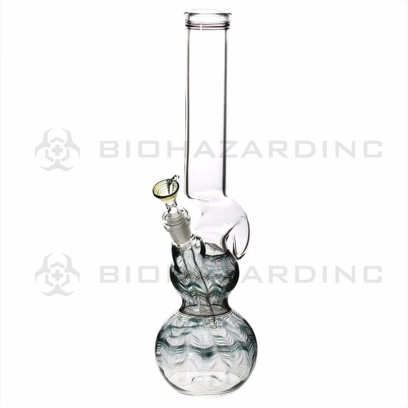 Biohazard Inc Glass Bong 16" Double Bubble Water Pipe with Hook - Black Rake