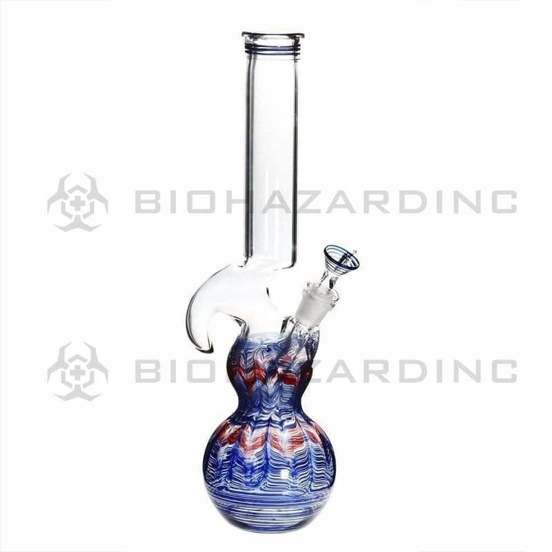 Biohazard Inc Glass Bong 16" Double Bubble Water Pipe with Hook - Blue Rake