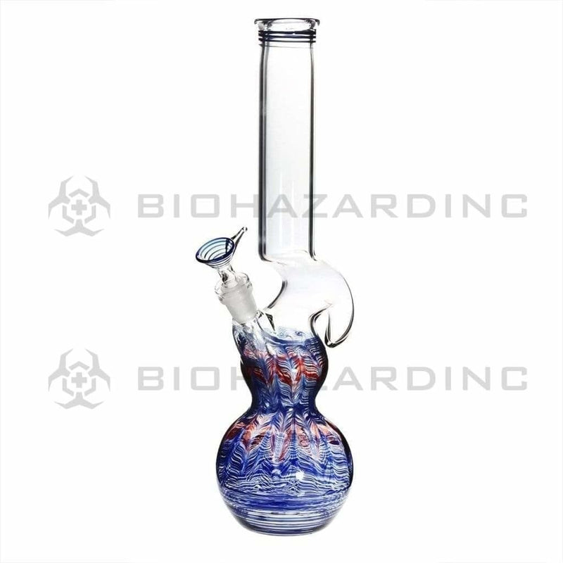 Biohazard Inc Glass Bong 16" Double Bubble Water Pipe with Hook - Blue Rake