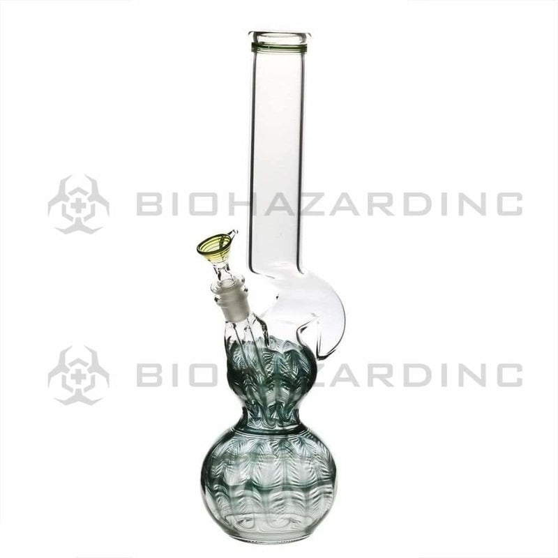 Biohazard Inc Glass Bong 16" Double Bubble Water Pipe with Hook - Green Rake