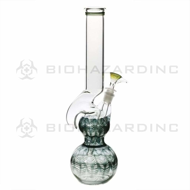 Biohazard Inc Glass Bong 16" Double Bubble Water Pipe with Hook - Green Rake