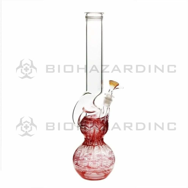 Biohazard Inc Glass Bong 16" Double Bubble Water Pipe with Hook - Red Rake