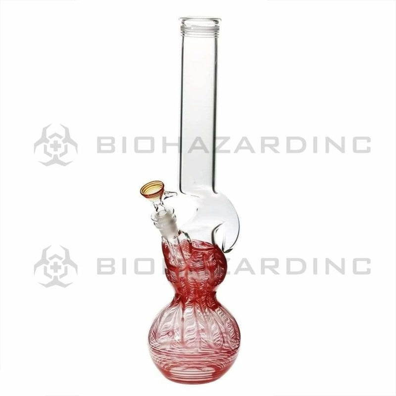 Biohazard Inc Glass Bong 16" Double Bubble Water Pipe with Hook - Red Rake