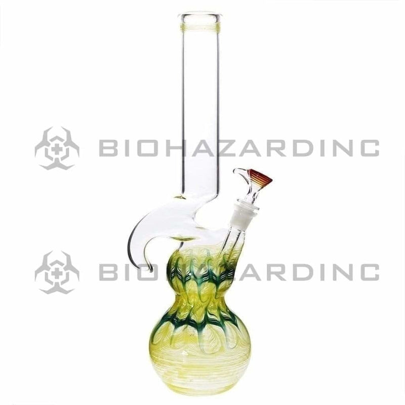 Biohazard Inc Glass Bong 16" Double Bubble Water Pipe with Hook - Yellow Rake