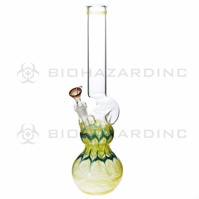 Biohazard Inc Glass Bong 16" Double Bubble Water Pipe with Hook - Yellow Rake