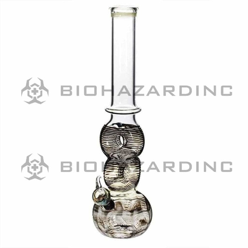 Biohazard Inc Glass Bong 16" Double Donut Water Pipe w/ Slide - Black Rake