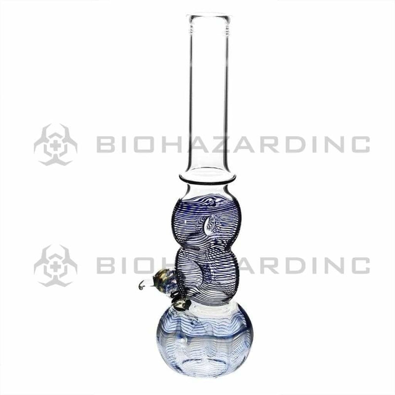 Biohazard Inc Glass Bong 16" Double Donut Water Pipe w/ Slide - Blue Rake