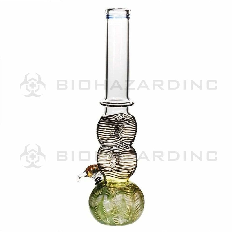 Biohazard Inc Glass Bong 16" Double Donut Water Pipe w/ Slide - Green Rake