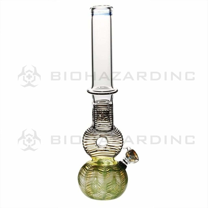 Biohazard Inc Glass Bong 16" Double Donut Water Pipe w/ Slide - Green Rake