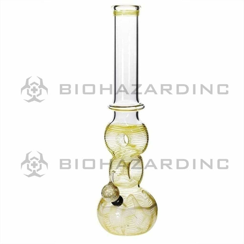 Biohazard Inc Glass Bong 16" Double Donut Water Pipe w/ Slide - Yellow Rake