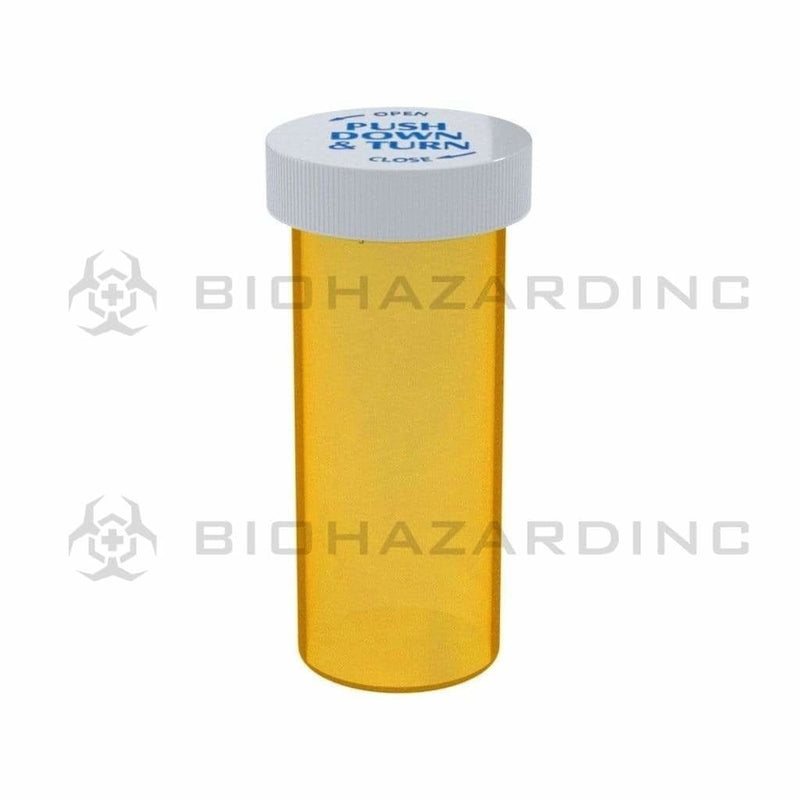 Biohazard Inc Push & Turn Vial 16 Dram - Push & Turn CR Cap Vial Amber  - 270 Count