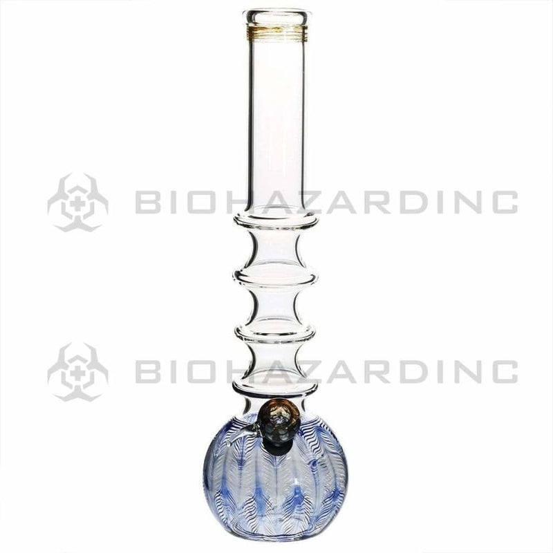 Biohazard Inc Glass Bong 16" Four Ring Water Pipe w/ Slide - Blue Rake