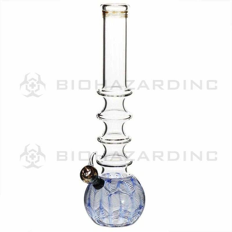 Biohazard Inc Glass Bong 16" Four Ring Water Pipe w/ Slide - Blue Rake