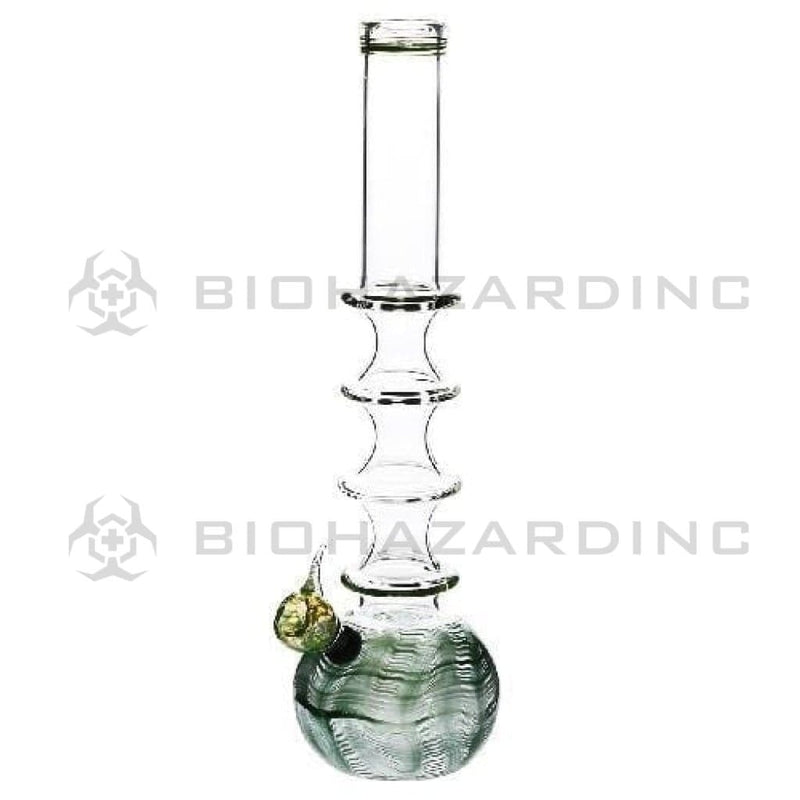 Biohazard Inc Glass Bong 16" Four Ring Water Pipe w/ Slide - Green Rake