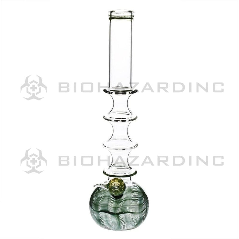 Biohazard Inc Glass Bong 16" Four Ring Water Pipe w/ Slide - Green Rake