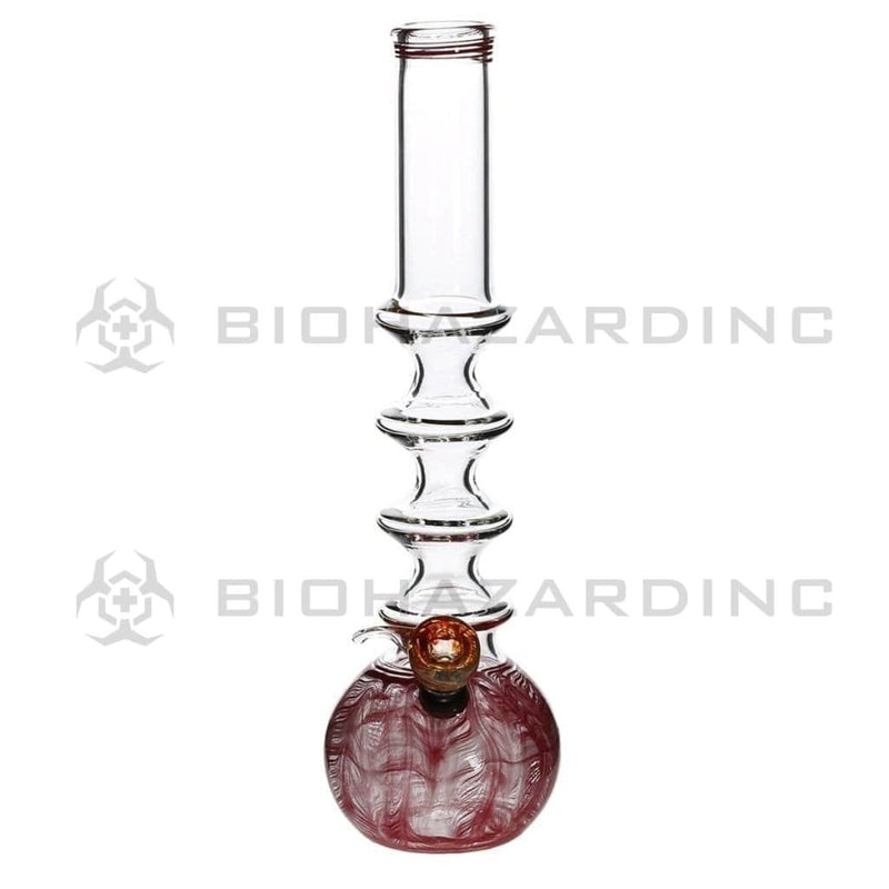 Biohazard Inc Glass Bong 16" Four Ring Water Pipe w/ Slide - Red Rake