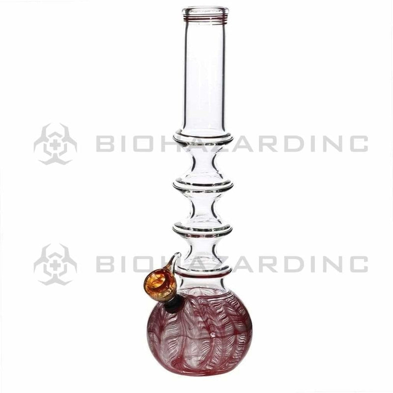 Biohazard Inc Glass Bong 16" Four Ring Water Pipe w/ Slide - Red Rake