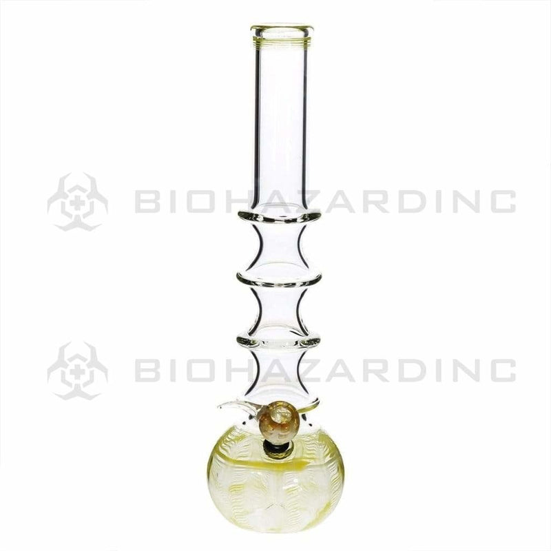 Biohazard Inc Glass Bong 16" Four Ring Water Pipe w/ Slide - Yellow Rake