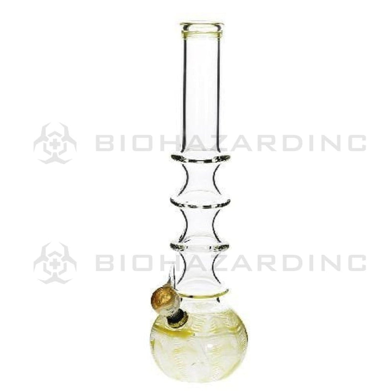 Biohazard Inc Glass Bong 16" Four Ring Water Pipe w/ Slide - Yellow Rake