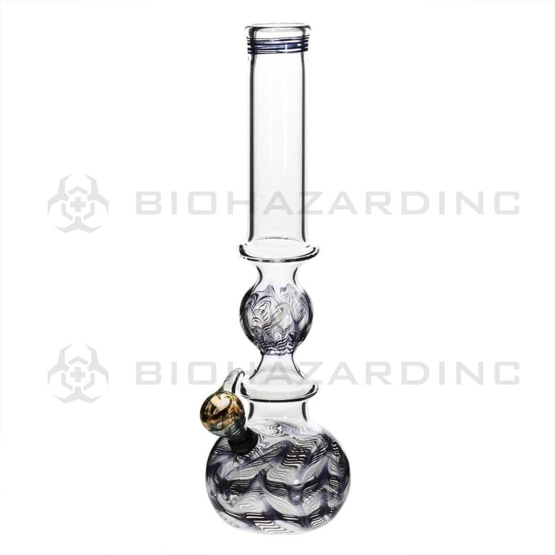 Biohazard Inc Glass Bong 16" Ring Bubble Ring Water Pipe w/ Slide - Black Rake