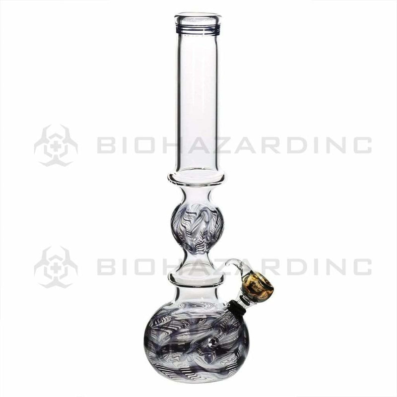 Biohazard Inc Glass Bong 16" Ring Bubble Ring Water Pipe w/ Slide - Black Rake