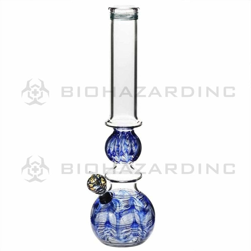 Biohazard Inc Glass Bong 16" Ring Bubble Ring Water Pipe w/ Slide - Blue Rake