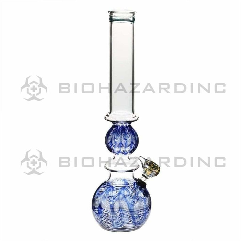 Biohazard Inc Glass Bong 16" Ring Bubble Ring Water Pipe w/ Slide - Blue Rake