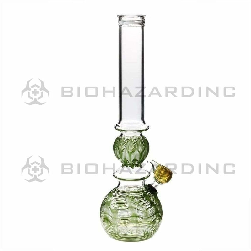 Biohazard Inc Glass Bong 16" Ring Bubble Ring Water Pipe w/ Slide - Green Rake