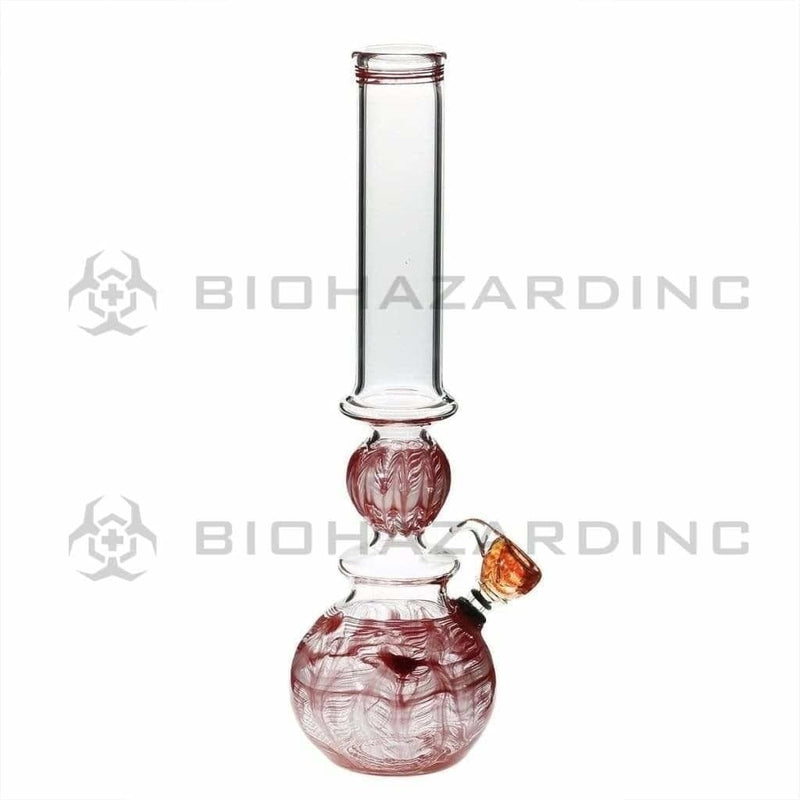 Biohazard Inc Glass Bong 16" Ring Bubble Ring Water Pipe w/ Slide - Red Rake