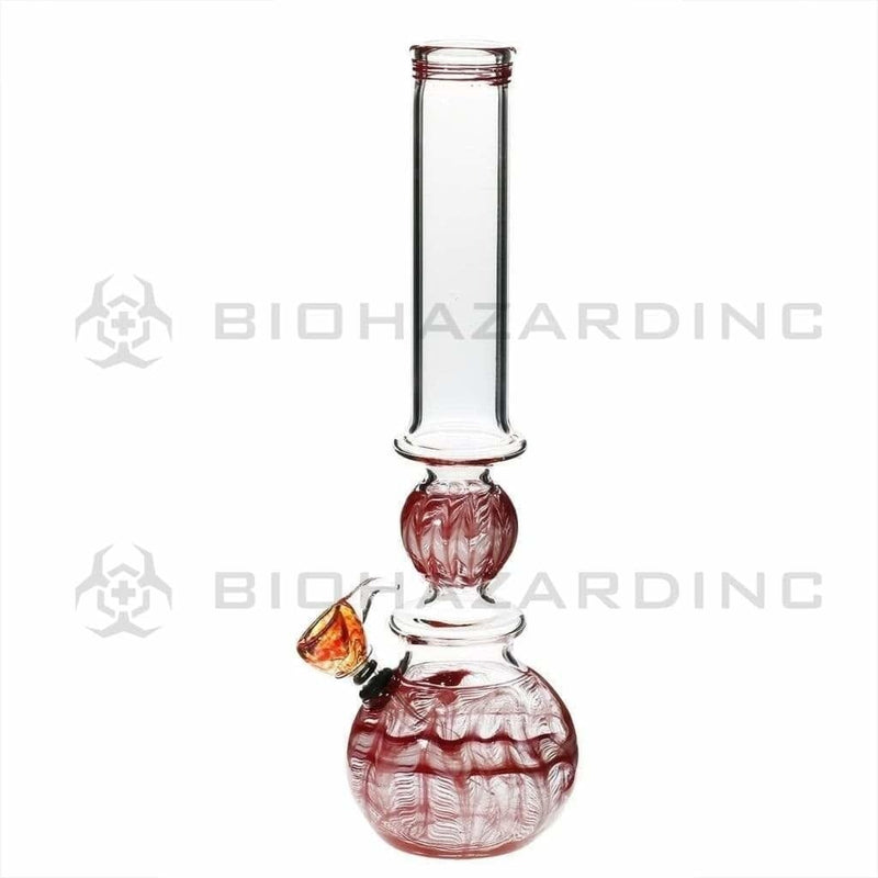 Biohazard Inc Glass Bong 16" Ring Bubble Ring Water Pipe w/ Slide - Red Rake