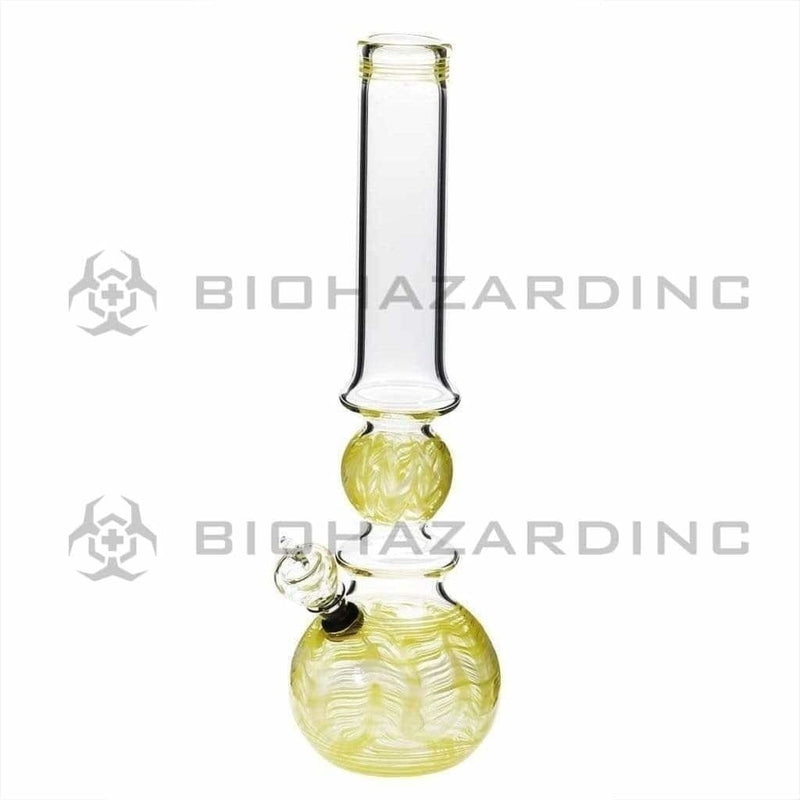 Biohazard Inc Glass Bong 16" Ring Bubble Ring Water Pipe w/ Slide - Yellow Rake