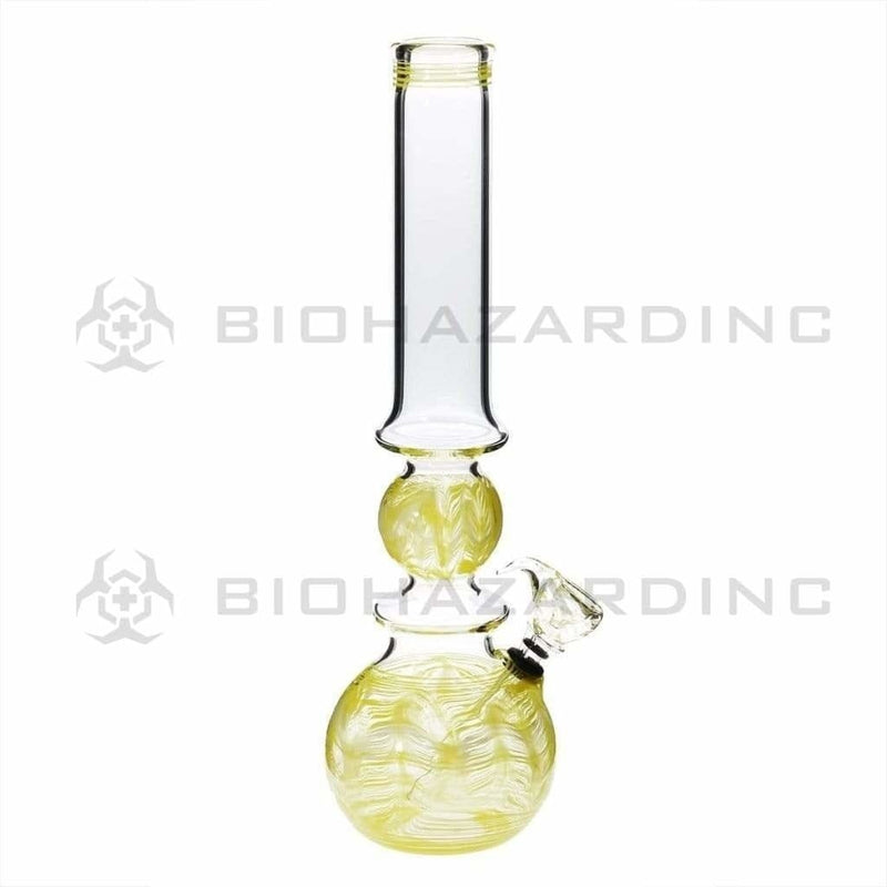 Biohazard Inc Glass Bong 16" Ring Bubble Ring Water Pipe w/ Slide - Yellow Rake