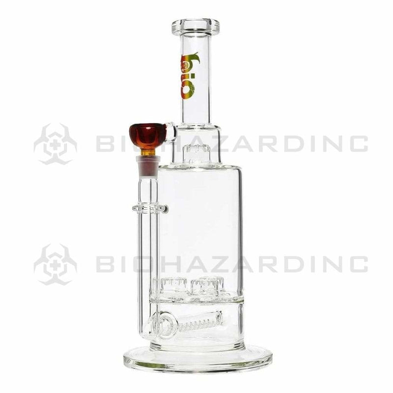 Bio Glass Glass Bong 16" Single Inline / Triple Updome Stemless Water Pipe - Rasta