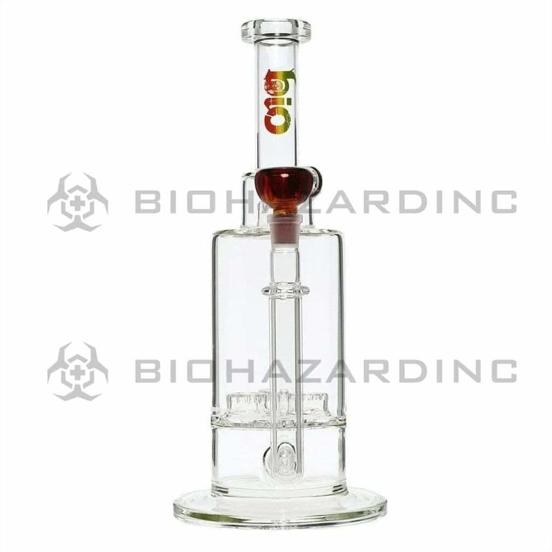 Bio Glass Glass Bong 16" Single Inline / Triple Updome Stemless Water Pipe - Rasta