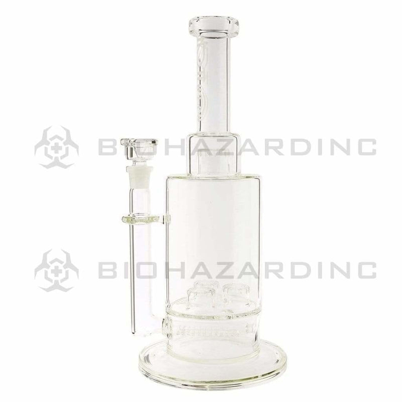 Biohazard Inc Glass Bong 16" Single Inline / Triple Updome Stemless Water Pipe Silver