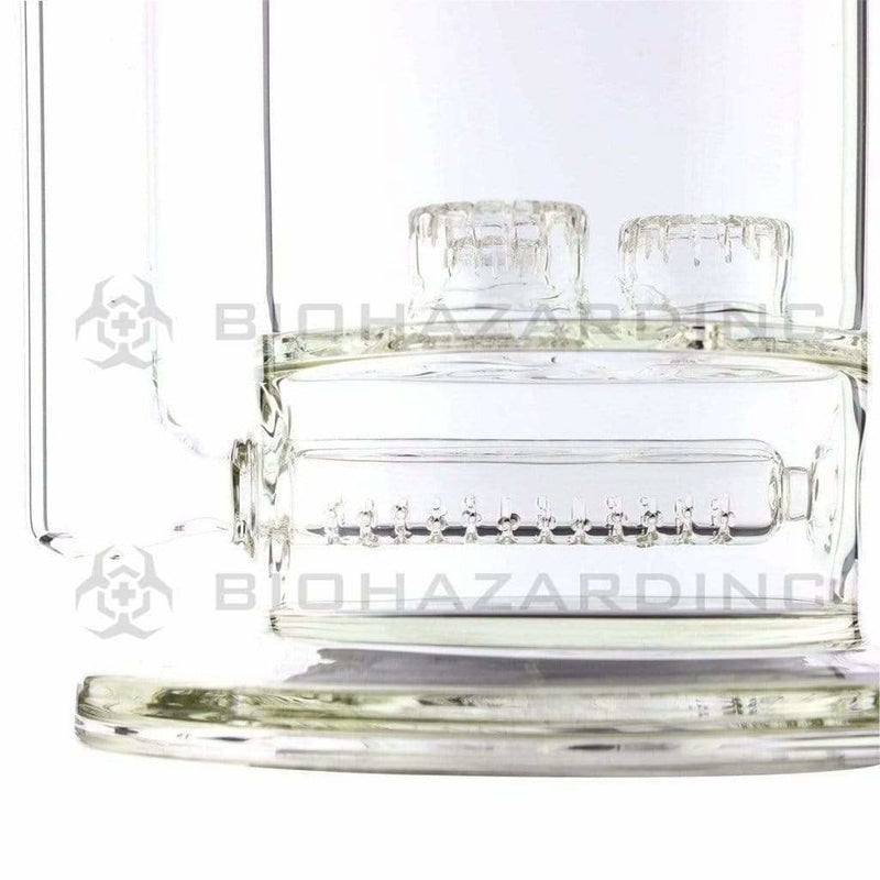 Biohazard Inc Glass Bong 16" Single Inline / Triple Updome Stemless Water Pipe Silver