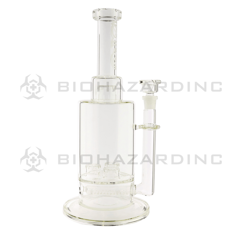 Biohazard Inc Glass Bong 16" Single Inline / Triple Updome Stemless Water Pipe Silver