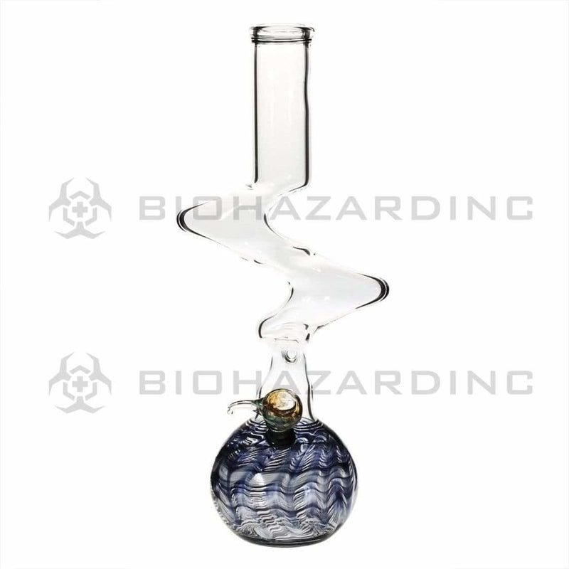 Biohazard Inc Glass Bong 16" Three Elbow Water Pipe w/ Slide - Black Rake