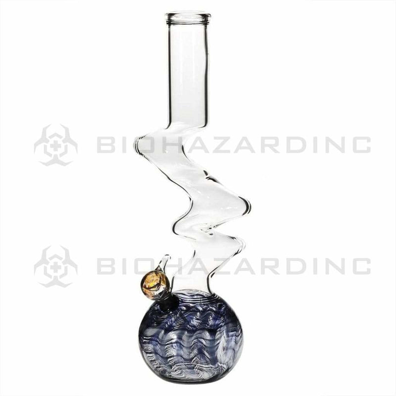 Biohazard Inc Glass Bong 16" Three Elbow Water Pipe w/ Slide - Black Rake