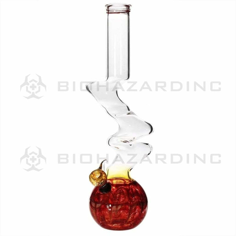 Biohazard Inc Glass Bong 16" Three Elbow Water Pipe w/ Slide - Red Rake