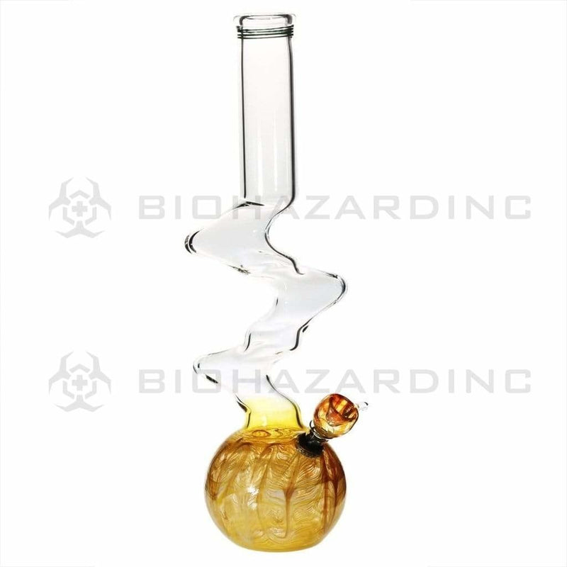 Biohazard Inc Glass Bong 16" Three Elbow Water Pipe w/ Slide - Yellow Rake